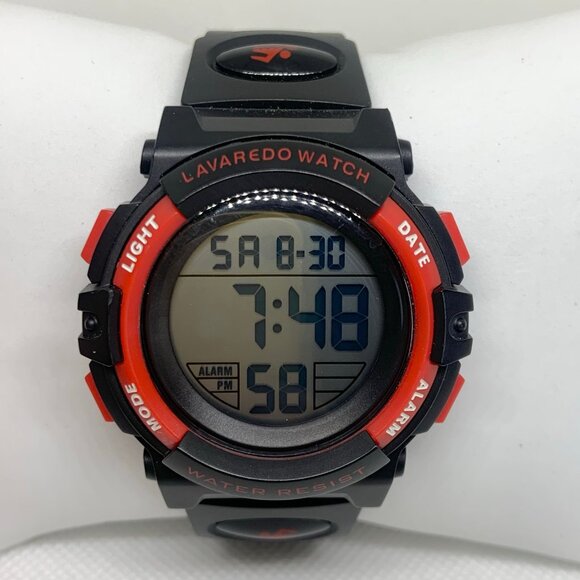 Lavaredo men digital watch alarm chrono 43mm case day date 5ATMWR running - Picture 1 of 6